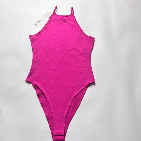 Zara Women's High Neck Pink Thin Strap Bodysuit Sz S - Picture 12 of 14